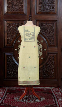Mitti – The Earthy Grace | Jamdani Muga Cotton Suit Piece – Lemon Yellow