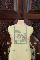 Mitti – The Earthy Grace | Jamdani Muga Cotton Suit Piece – Lemon Yellow