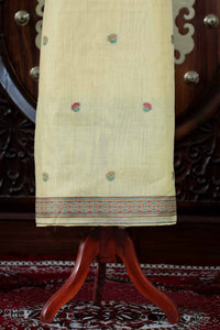 Mitti – The Earthy Grace | Jamdani Muga Cotton Suit Piece – Lemon Yellow