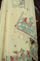 Mitti – The Earthy Grace | Jamdani Muga Cotton Suit Piece – Lemon Yellow