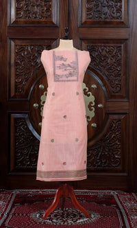 Mitti – The Earthy Grace | Jamdani Muga Cotton Suit Piece – Peach