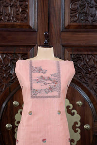 Mitti – The Earthy Grace | Jamdani Muga Cotton Suit Piece – Peach