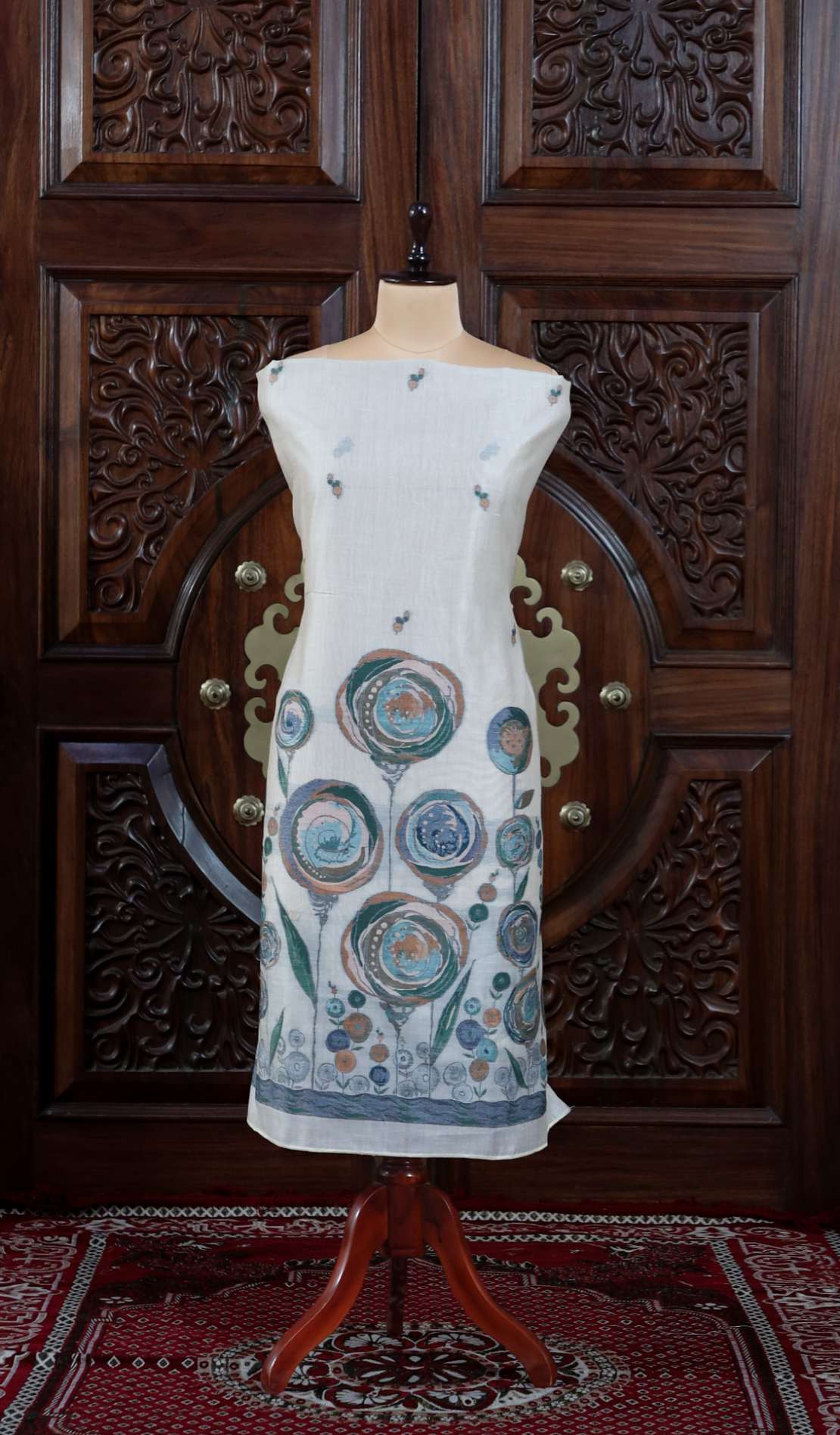 Kashish – The Soft Allure | Muga Cotton Suit Piece – Off-White Rama