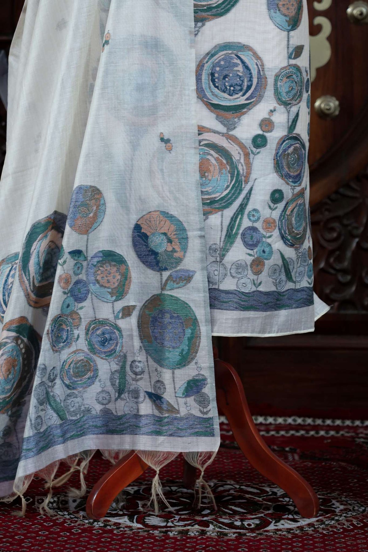 Kashish – The Soft Allure | Muga Cotton Suit Piece – Off-White Rama