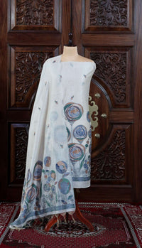 Kashish – The Soft Allure | Muga Cotton Suit Piece – Off-White Mustard
