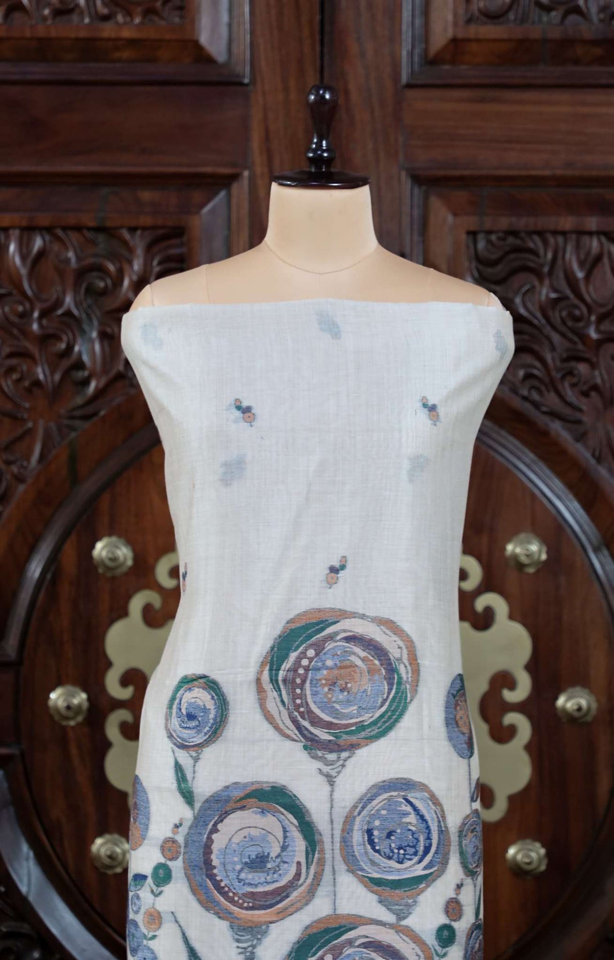 Kashish – The Soft Allure | Muga Cotton Suit Piece – Off-White Mustard