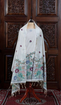 Katha – The Woven Tale | Muga Cotton Suit Piece – Off-White Red