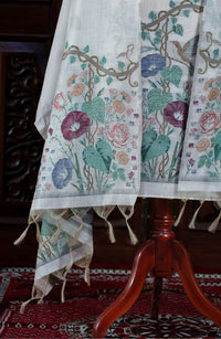 Katha – The Woven Tale | Muga Cotton Suit Piece – Off-White Red