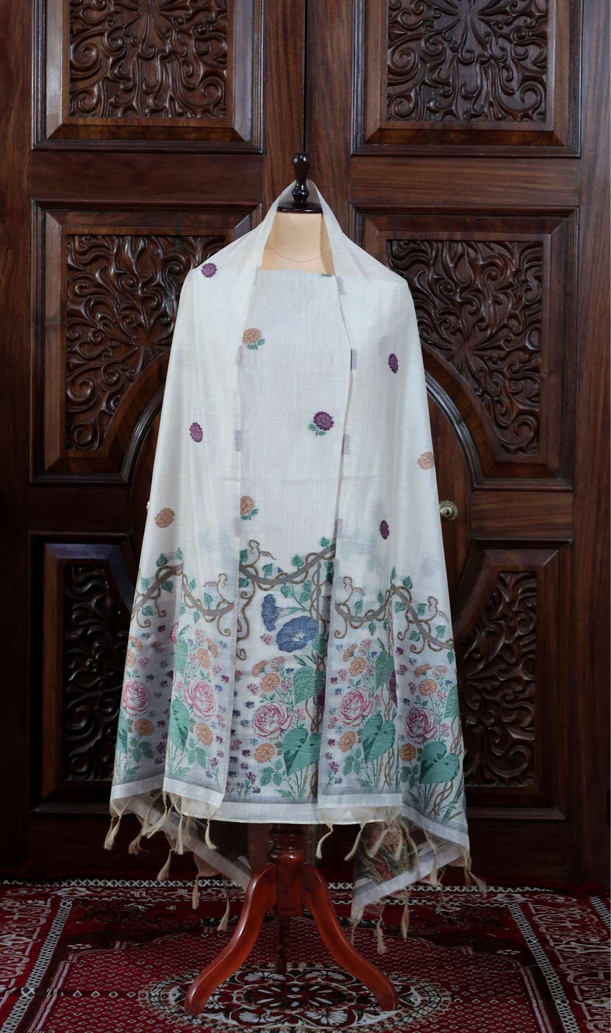 Katha – The Woven Tale | Muga Cotton Suit Piece – Off-White Rani