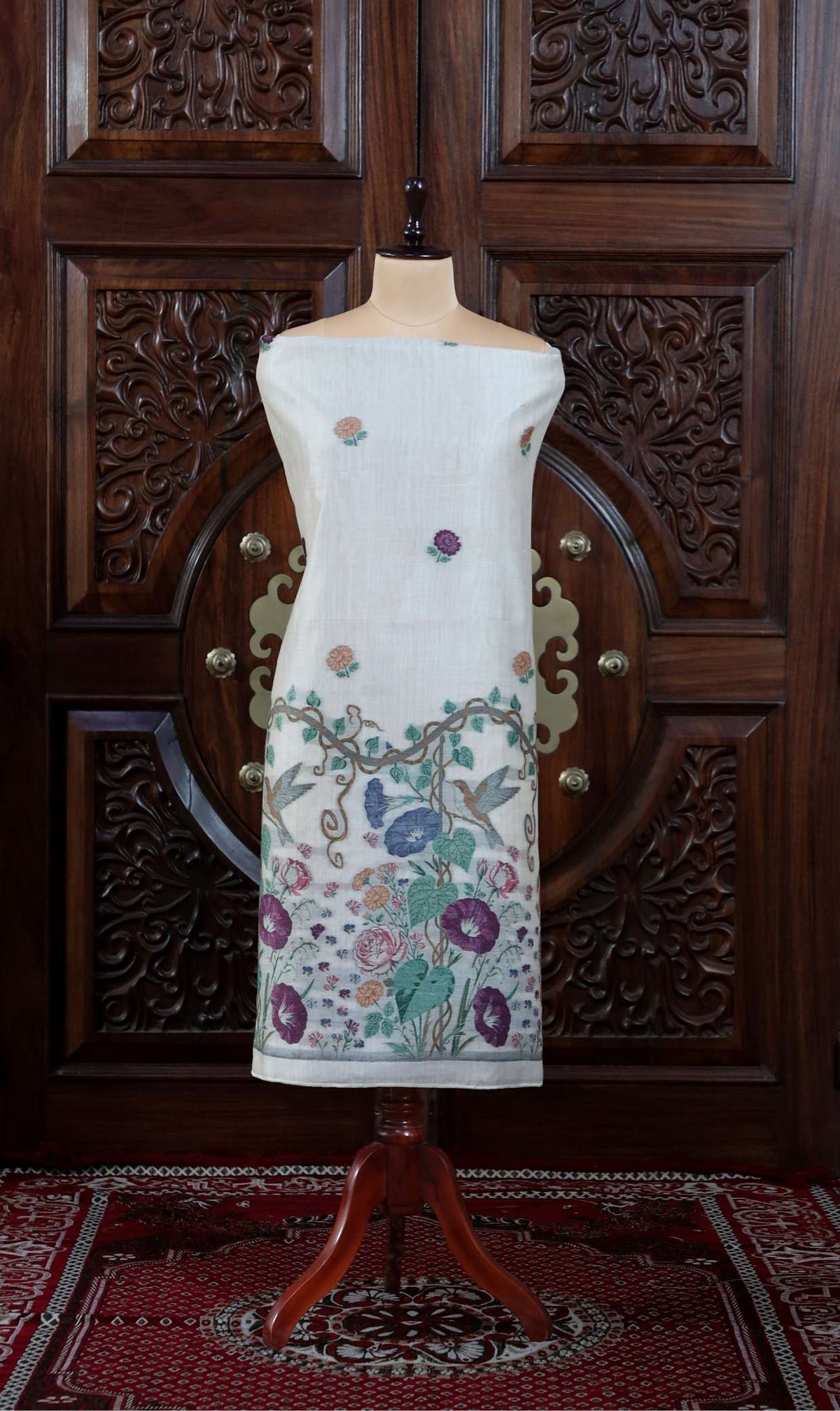 Katha – The Woven Tale | Muga Cotton Suit Piece – Off-White Rani