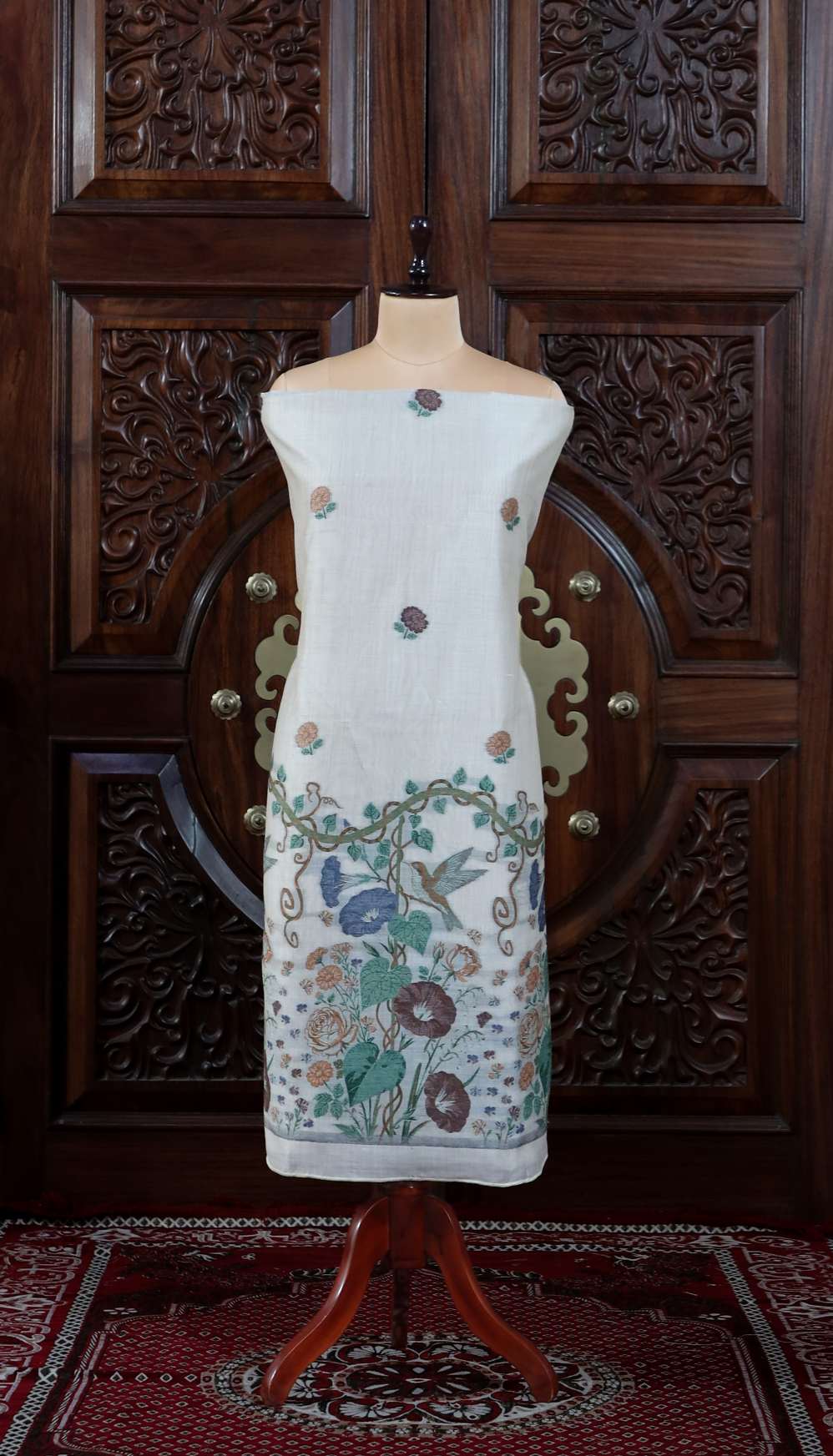 Katha – The Woven Tale | Muga Cotton Suit Piece – Off-White Mustard
