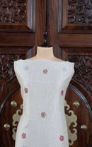 Dhara – The Earthly Flow | Muga Cotton Suit Piece – Off-White Red