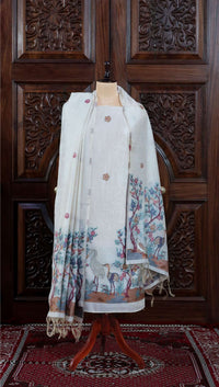Dhara – The Earthly Flow | Muga Cotton Suit Piece – Off-White Rani