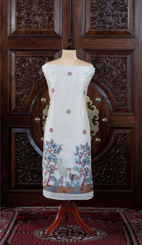 Dhara – The Earthly Flow | Muga Cotton Suit Piece – Off-White Rani