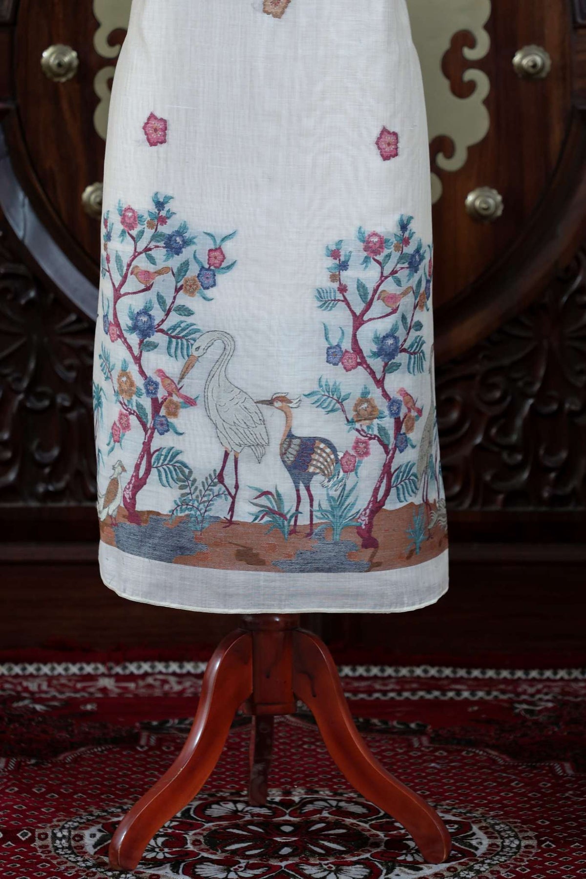 Dhara – The Earthly Flow | Muga Cotton Suit Piece – Off-White Rani