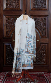 Dhara – The Earthly Flow | Muga Cotton Suit Piece – Off-White Mustard