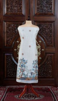 Dhara – The Earthly Flow | Muga Cotton Suit Piece – Off-White Mustard