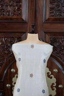 Dhara – The Earthly Flow | Muga Cotton Suit Piece – Off-White Navy Blue