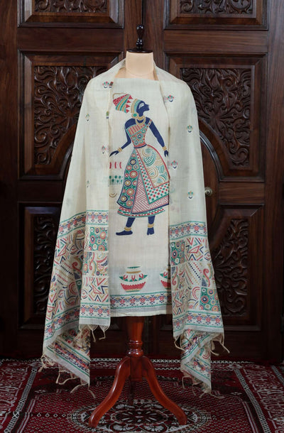Nazm – The Woven Verse | Muga Cotton Suit Piece – Cream