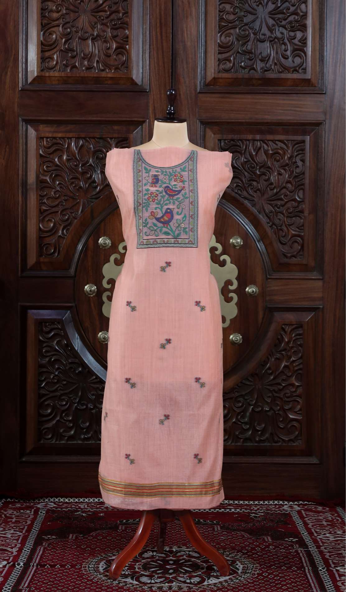 Taar – The Fine Thread | Muga Cotton Suit Piece – Peach