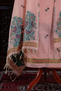 Taar – The Fine Thread | Muga Cotton Suit Piece – Peach