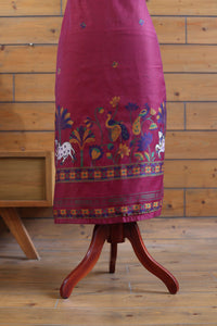 Kumud – The Pichwai Bloom | Pichwai Mul Chanderi Suit Piece – Magenta Pink