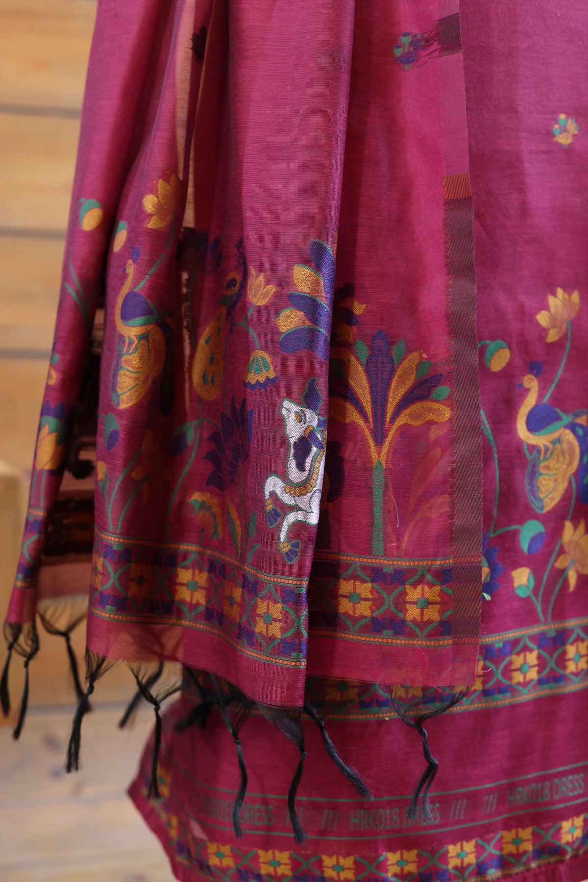 Kumud – The Pichwai Bloom | Pichwai Mul Chanderi Suit Piece – Magenta Pink