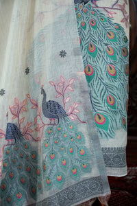 Meher – The Woven Glow | Jamdani Muga Cotton Suit Piece – Cream