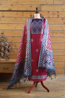 Madhuban – The Painted Heritage | Ajrakh Mul Chanderi Suit Piece – Magenta Pink