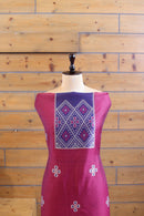Madhuban – The Painted Heritage | Ajrakh Mul Chanderi Suit Piece – Magenta Pink