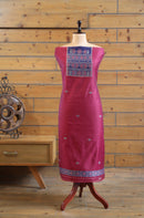 Gul – The Floral Heritage | Ajrakh Mul Chanderi Suit Piece – Magenta Pink