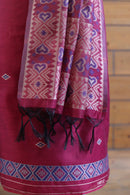 Gul – The Floral Heritage | Ajrakh Mul Chanderi Suit Piece – Magenta Pink