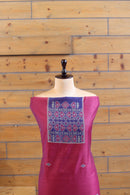 Gul – The Floral Heritage | Ajrakh Mul Chanderi Suit Piece – Magenta Pink