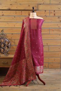 Aafreen – The Kashmiri Grace | Kashmiri Mul Chanderi Suit Piece – Magenta Pink