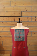 Gul – The Floral Heritage | Ajrakh Mul Chanderi Suit Piece – Red