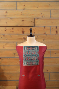 Gul – The Floral Heritage | Ajrakh Mul Chanderi Suit Piece – Red