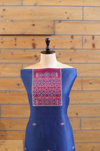 Gul – The Floral Heritage | Ajrakh Mul Chanderi Suit Piece – Indigo Blue