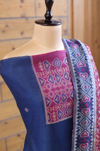 Gul – The Floral Heritage | Ajrakh Mul Chanderi Suit Piece – Indigo Blue