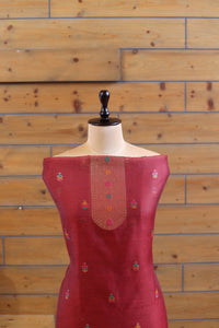 Rang – The Kashmiri Palette | Kashmiri Mul Chanderi Suit Piece – Red