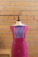 Aabha – The Artful Bloom | Ajrakh Mul Chanderi Suit Piece – Magenta Pink