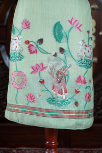 Rooh – The Pichwai Reverie | Pichwai Muga Cotton Suit Piece – Sea Green