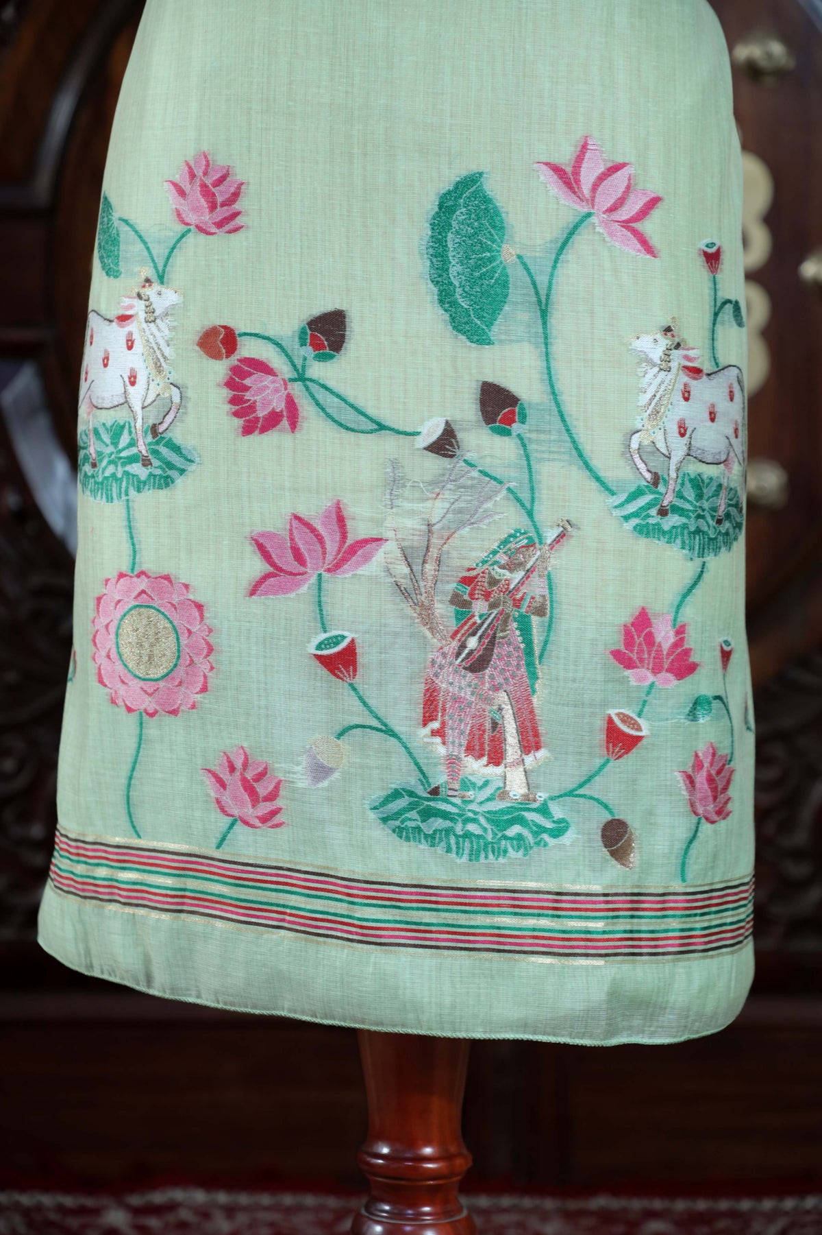 Rooh – The Pichwai Reverie | Pichwai Muga Cotton Suit Piece – Sea Green