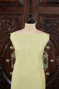 Virsa – The Timeless Weave | Jamdani Muga Cotton Suit Piece – Lemon Yellow