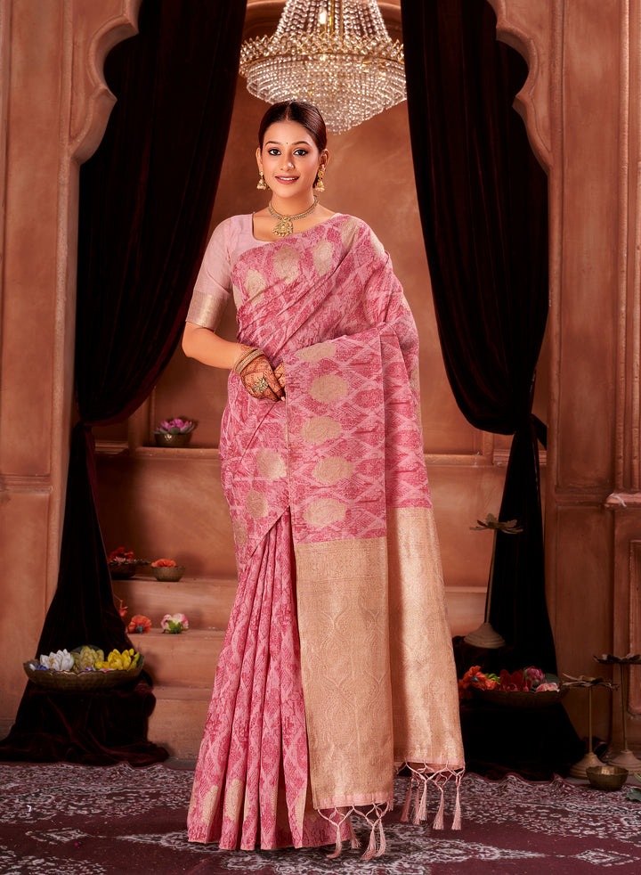 Rani Pink Chanderi Saree Weavekaari