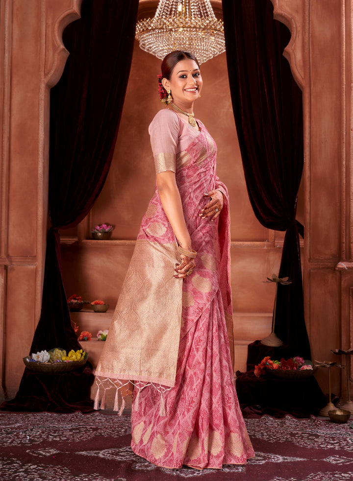 Rani Pink Chanderi Saree Weavekaari