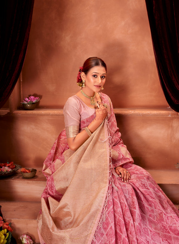 Rani Pink Chanderi Saree Weavekaari