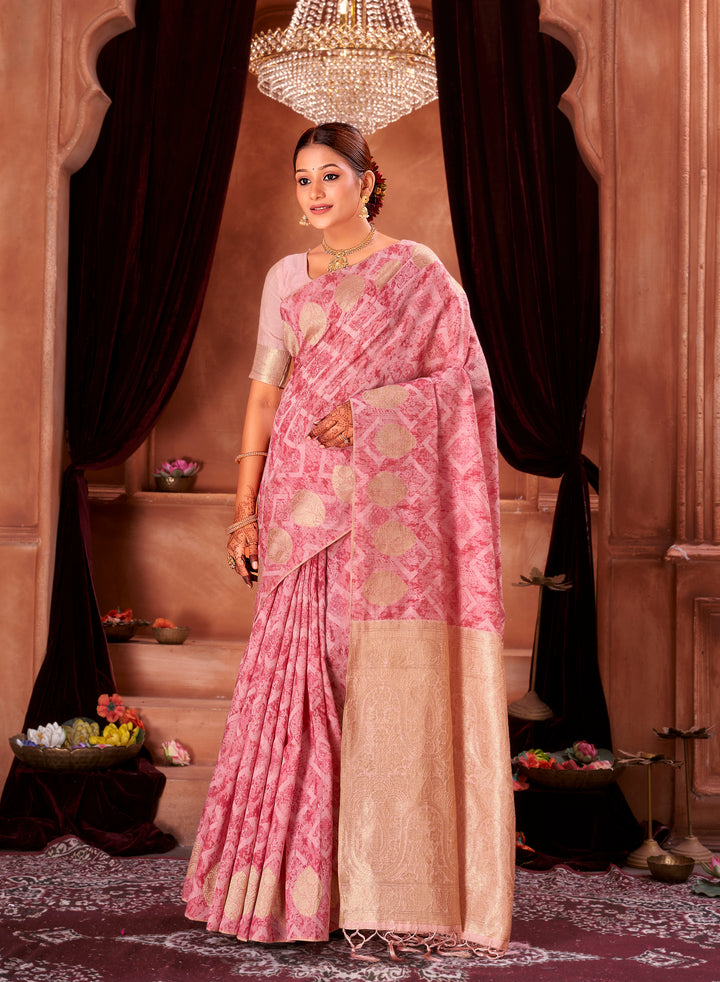 Rani Pink Chanderi Saree Weavekaari