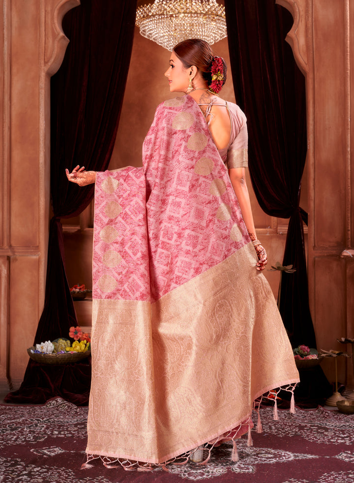 Rani Pink Chanderi Saree Weavekaari