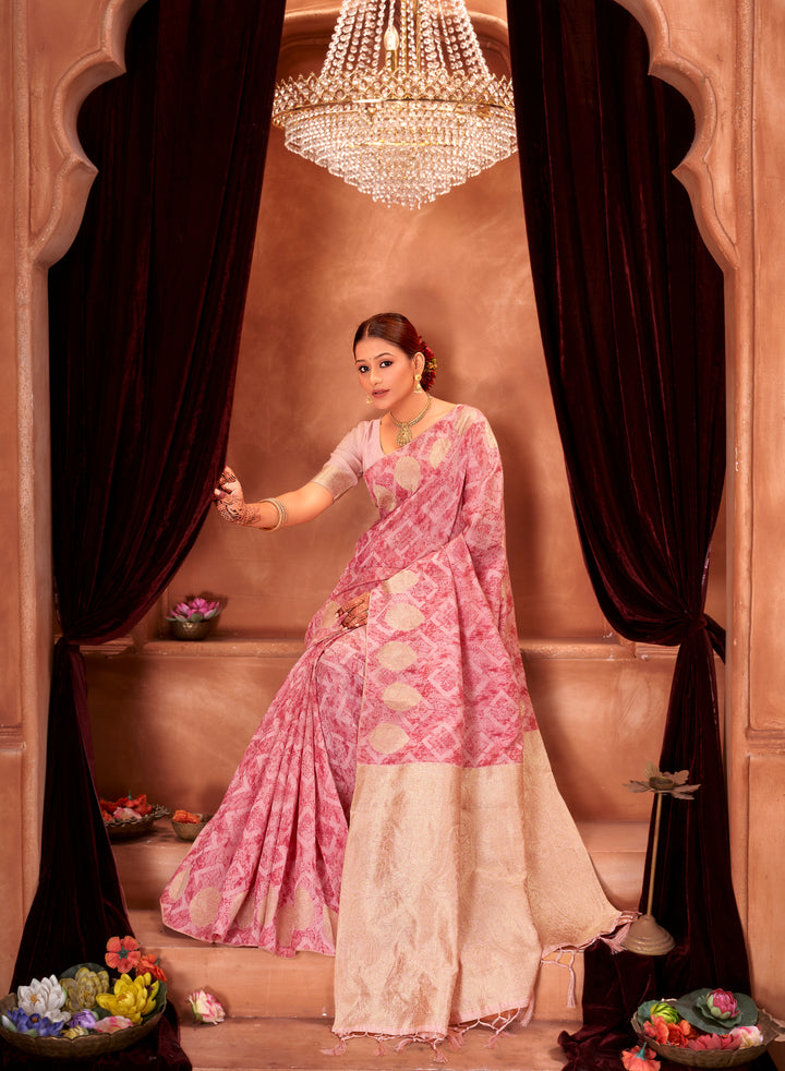 Rani Pink Chanderi Saree Weavekaari