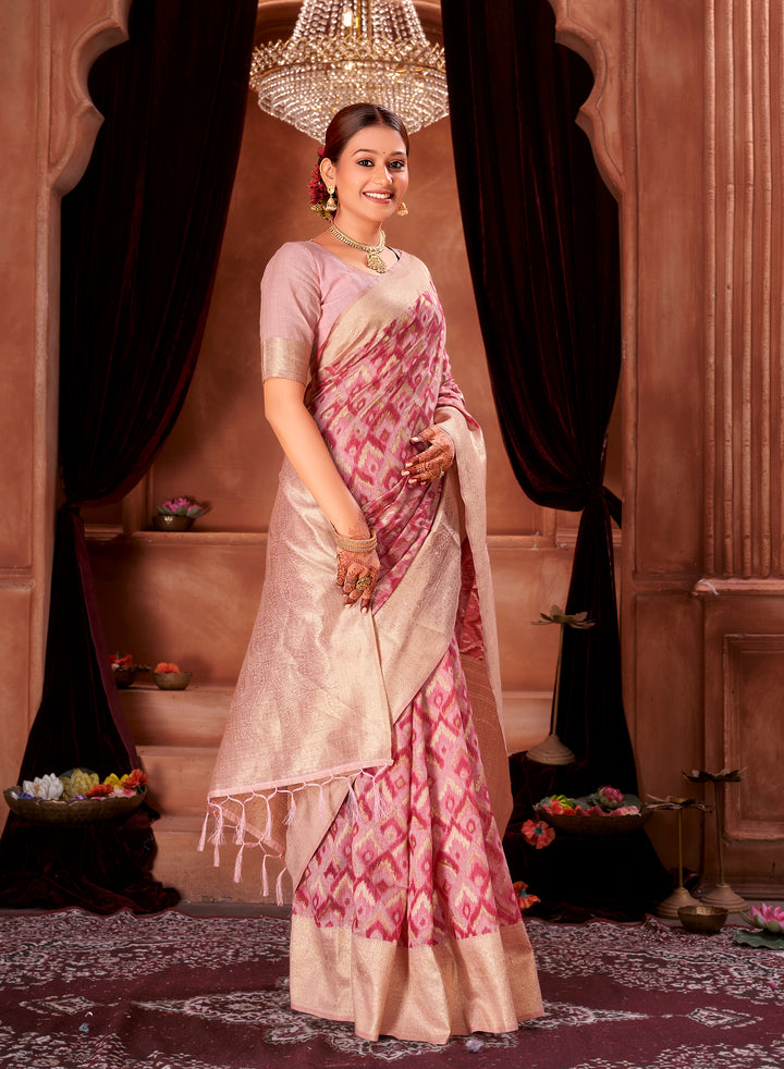 Rani Pink Ikat Saree Weavekaari